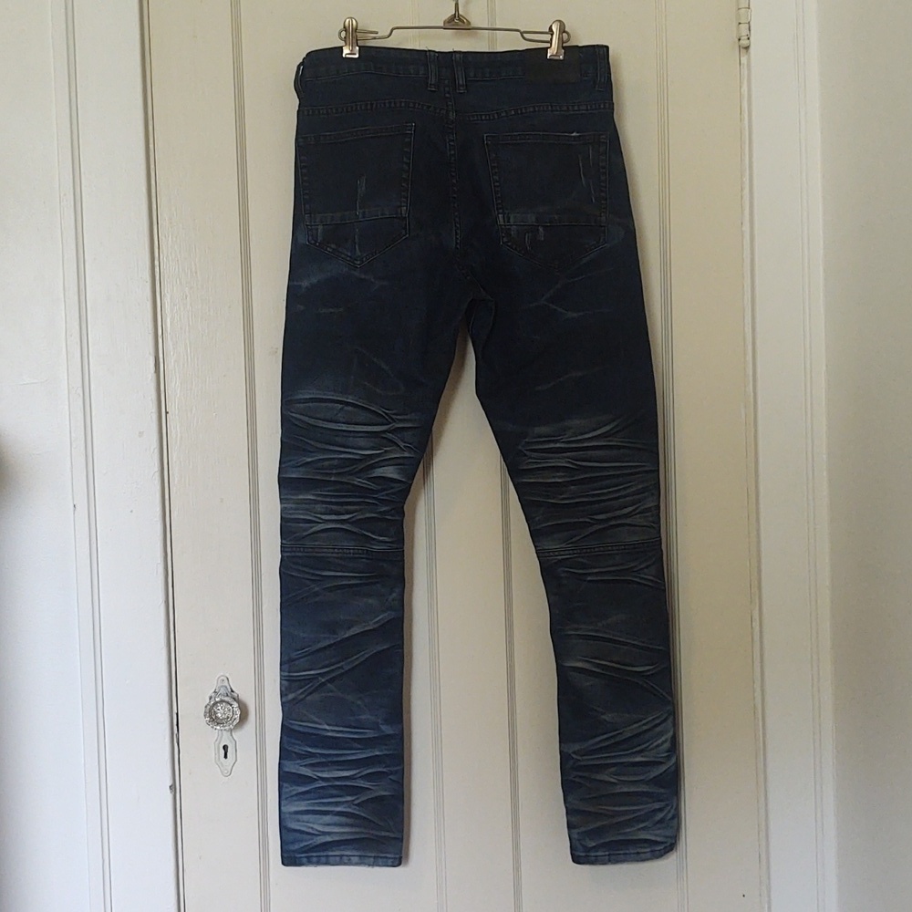 R. Sole Denim Moto Style Slim Fit Distressed Jeans Sz 34 x 32 - Picture 6 of 11